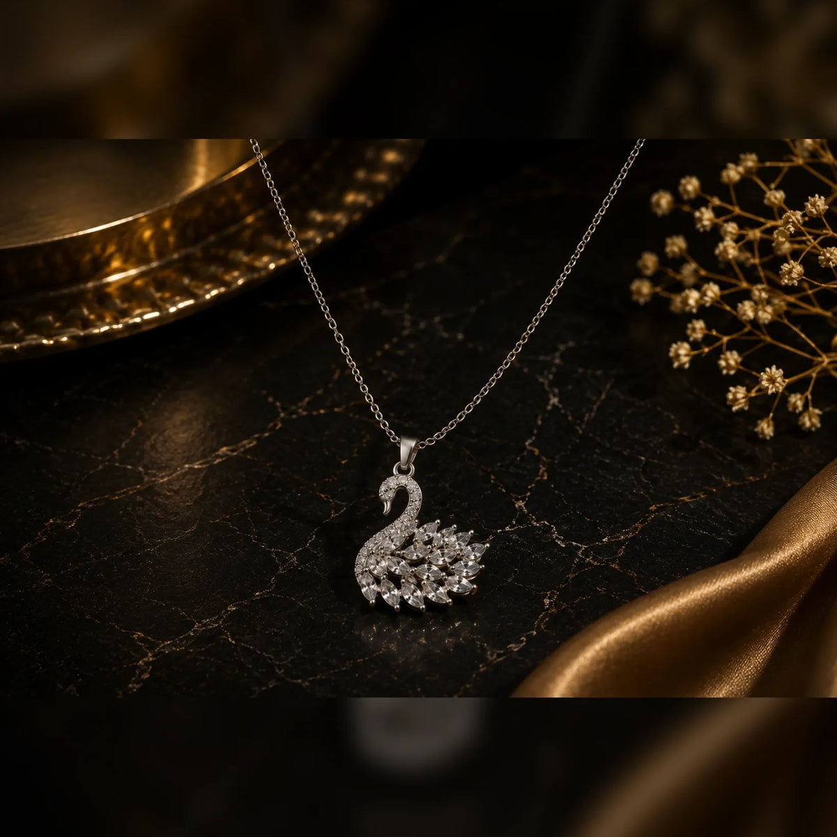 Silver crystal pendant necklace