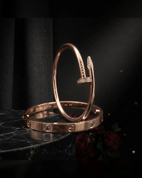 Duo Cartier and Clou bracelet set in rose gold