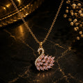 Gold and pink crystal pendant necklace