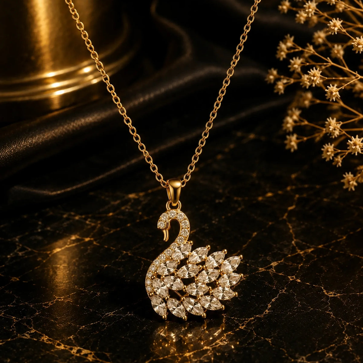 Gold and silver crystal pendant necklace