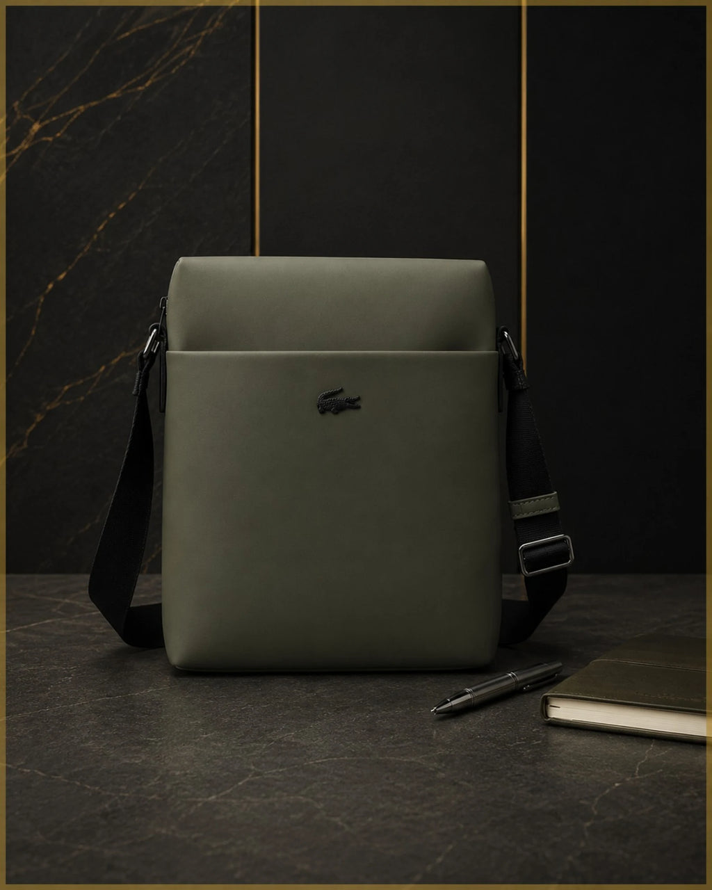 Lacoste-style bag in olive green
