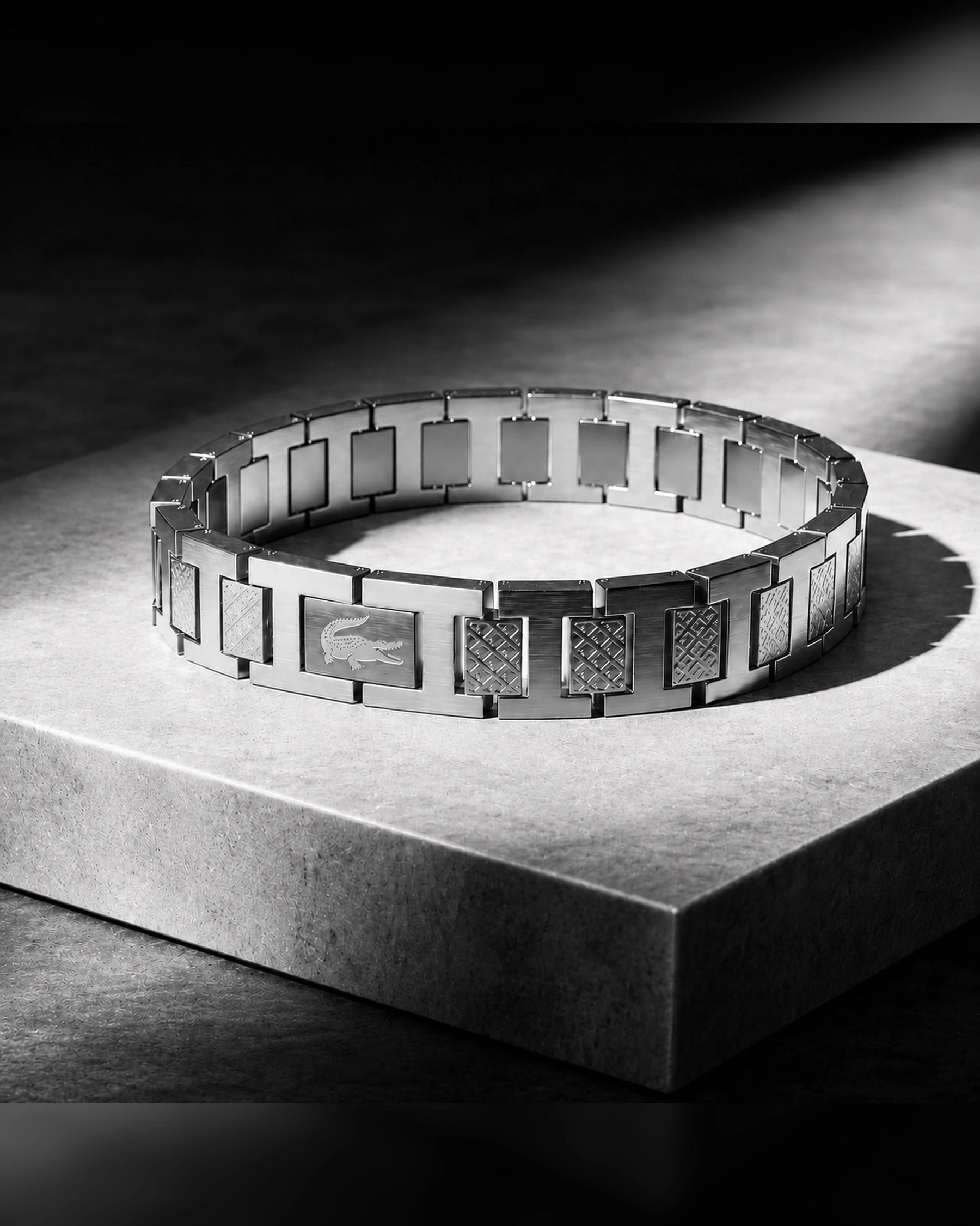 Lacoste-style men's bracelet in silver
