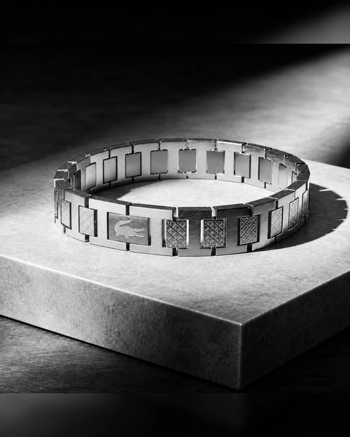 Lacoste-style men's bracelet in silver