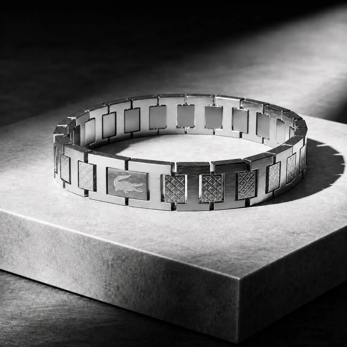 Men's silver stainless steel link bracelet
