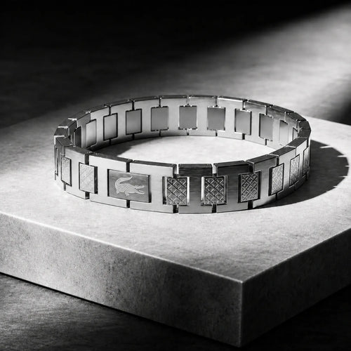 Men's silver stainless steel link bracelet