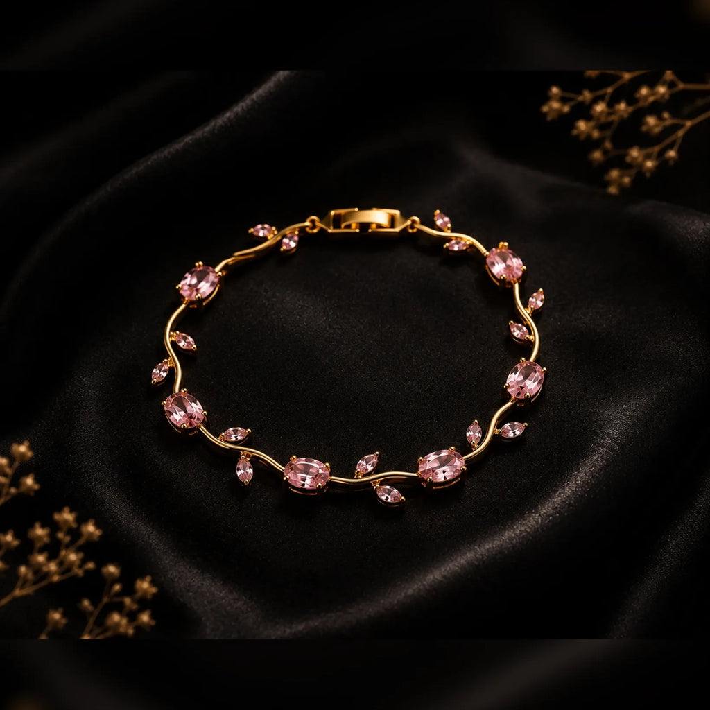 Pink gemstone charm bracelet