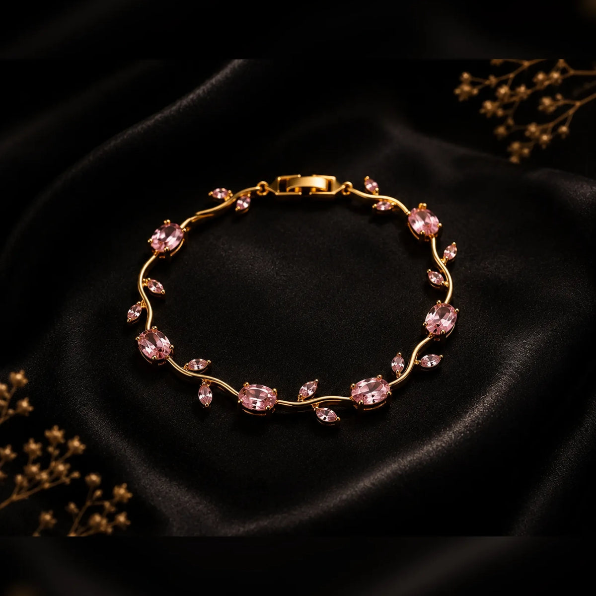 Pink gemstone charm bracelet