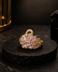 Swan ring in gold and pink
