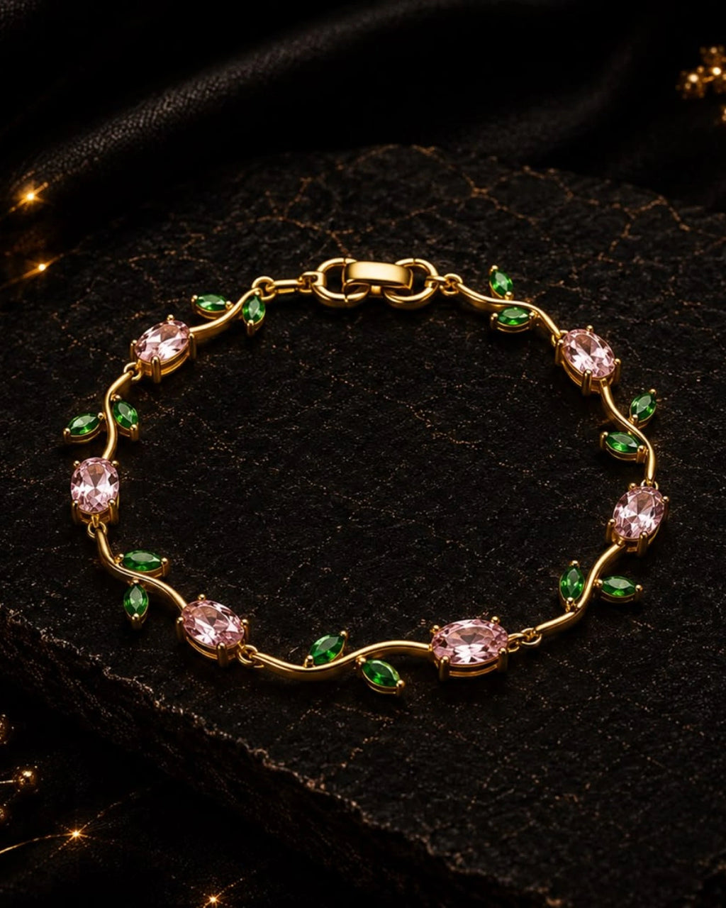 Tulip bracelet in pink and green