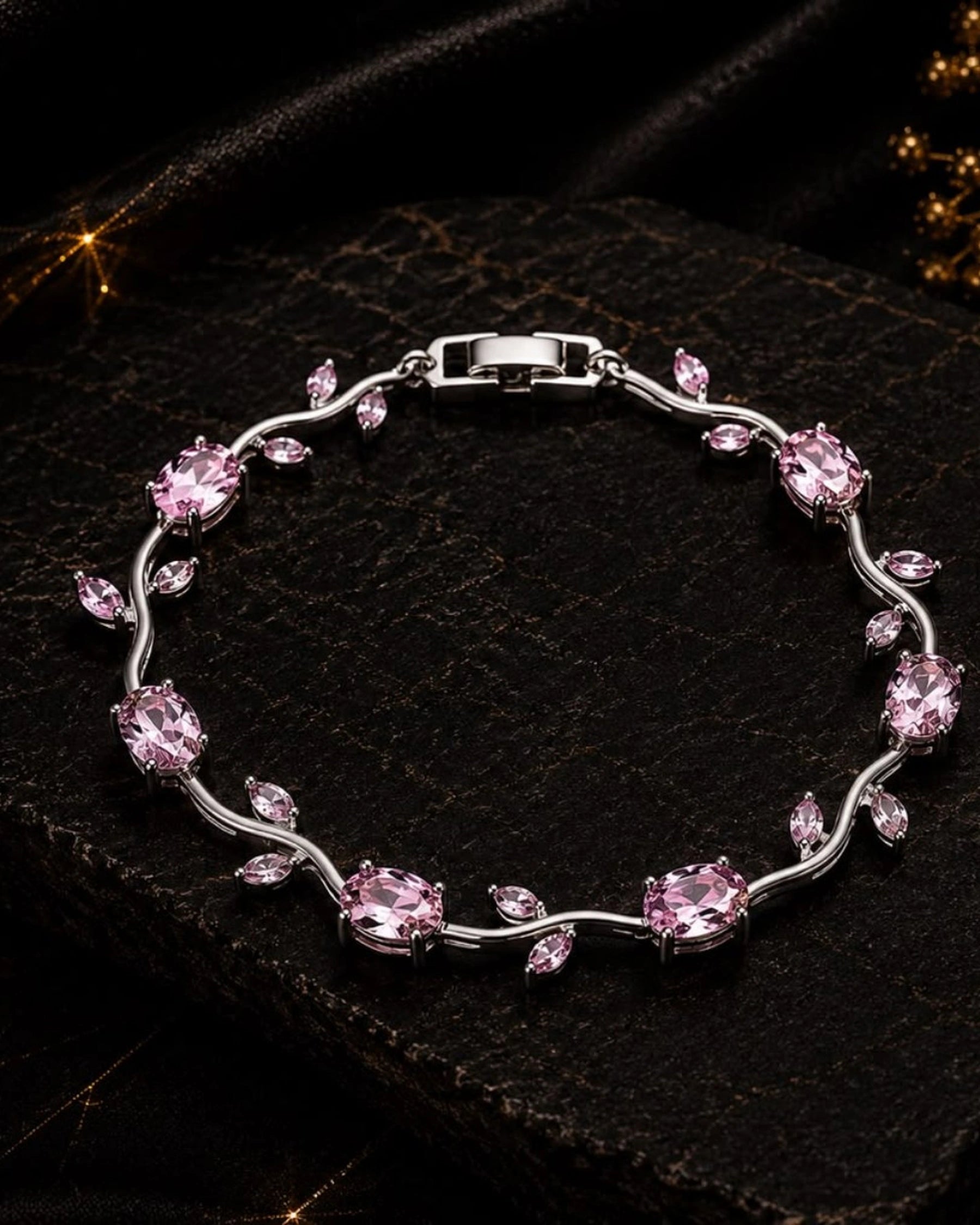 Tulip bracelet in silver and pink