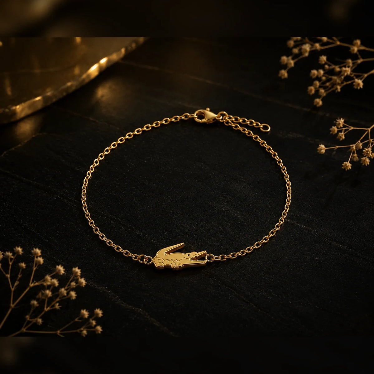 Women's gold stainless steel link bracelet